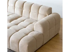 Sofá*Concept-Usine Sofá de canto de 3 lugares em veludo com chaise longue direita - Confortável e moderno Bege
