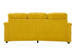 Sofá*Hauss Spole Sofá de canto de 3 lugares em bombazine - Com iluminação LED, portas USB/Tipo-C e 2 gavetas. Amarelo mostarda