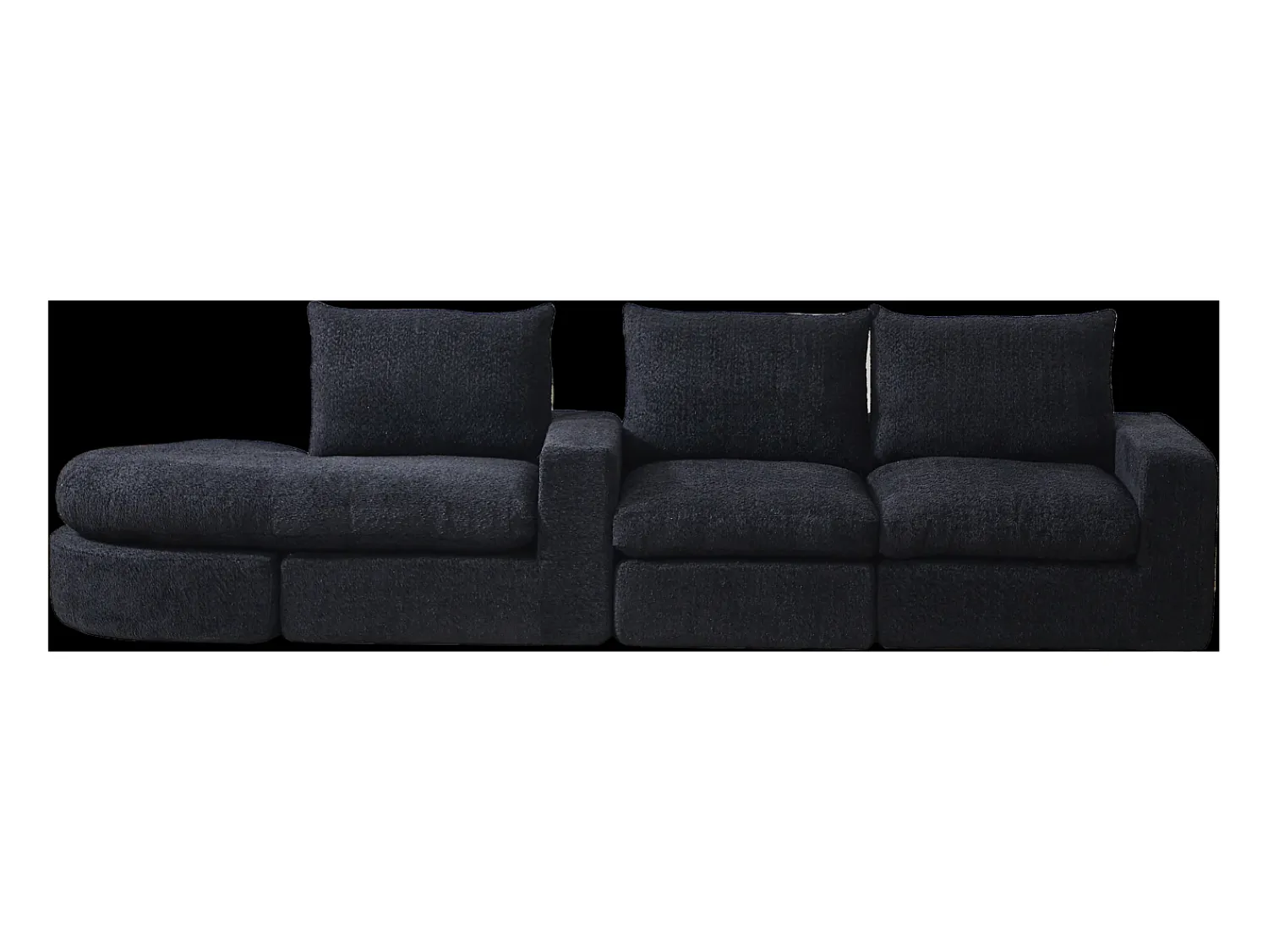 Hauss Spole Sofá de canto de 3 lugares com chaise longue e 3 almofadas - Tecido chenille^ Sofá