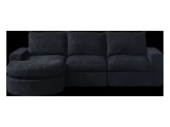 Hauss Spole Sofá de canto de 3 lugares com chaise longue e 3 almofadas - Tecido chenille^ Sofá