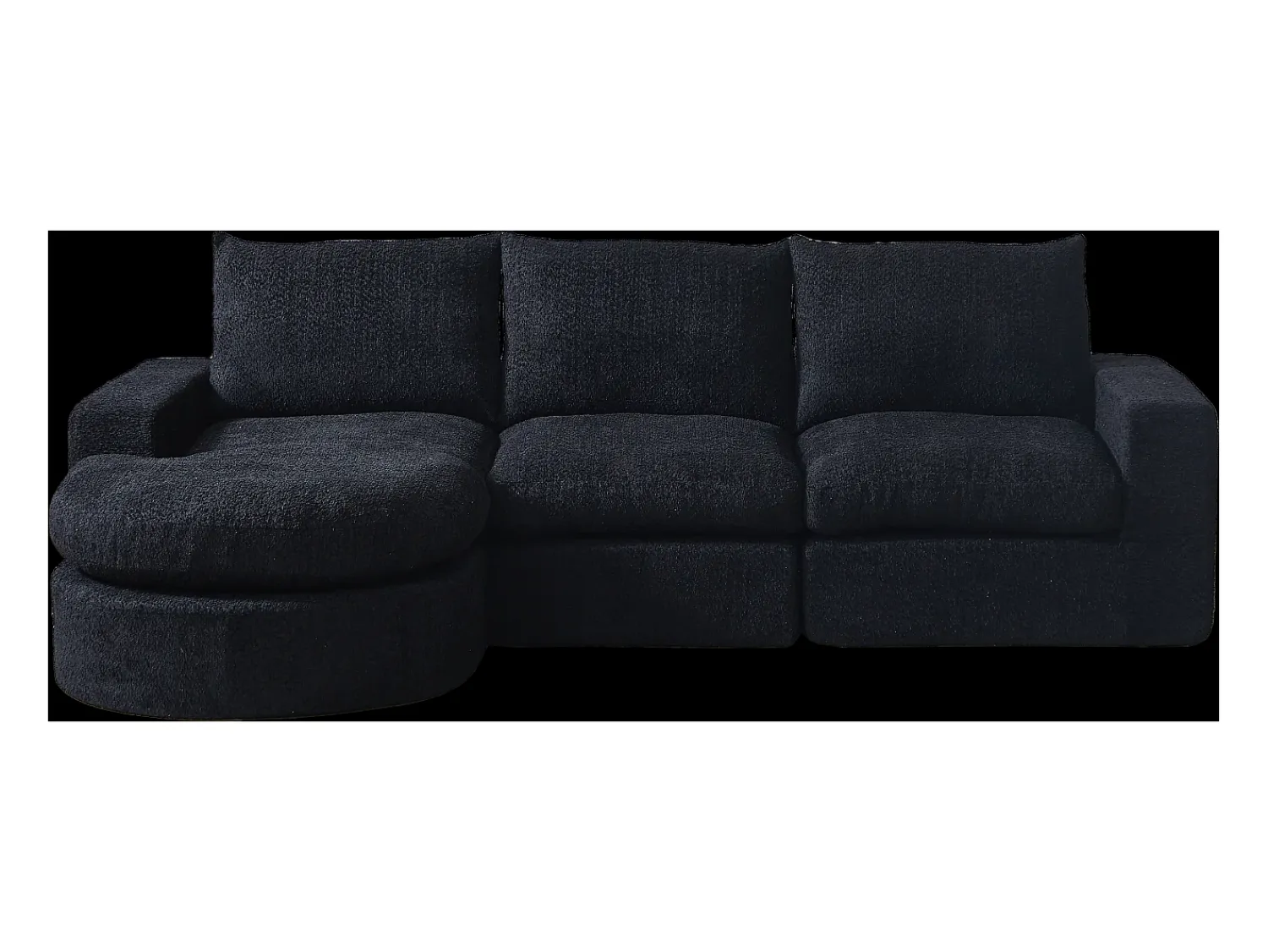 Hauss Spole Sofá de canto de 3 lugares com chaise longue e 3 almofadas - Tecido chenille^ Sofá