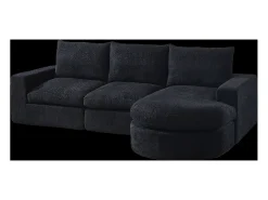 Hauss Spole Sofá de canto de 3 lugares com chaise longue e 3 almofadas - Tecido chenille^ Sofá