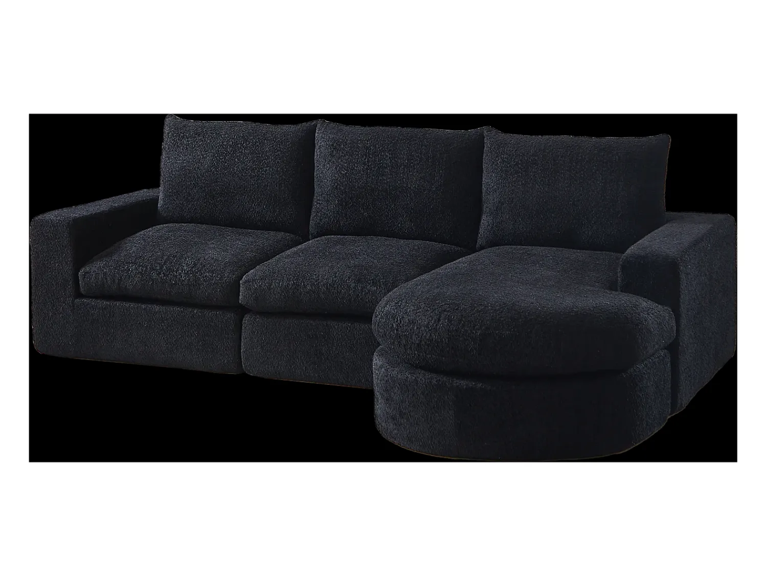 Hauss Spole Sofá de canto de 3 lugares com chaise longue e 3 almofadas - Tecido chenille^ Sofá