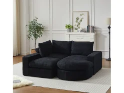 Hauss Spole Sofá de canto de 3 lugares com chaise longue e 3 almofadas - Tecido chenille^ Sofá