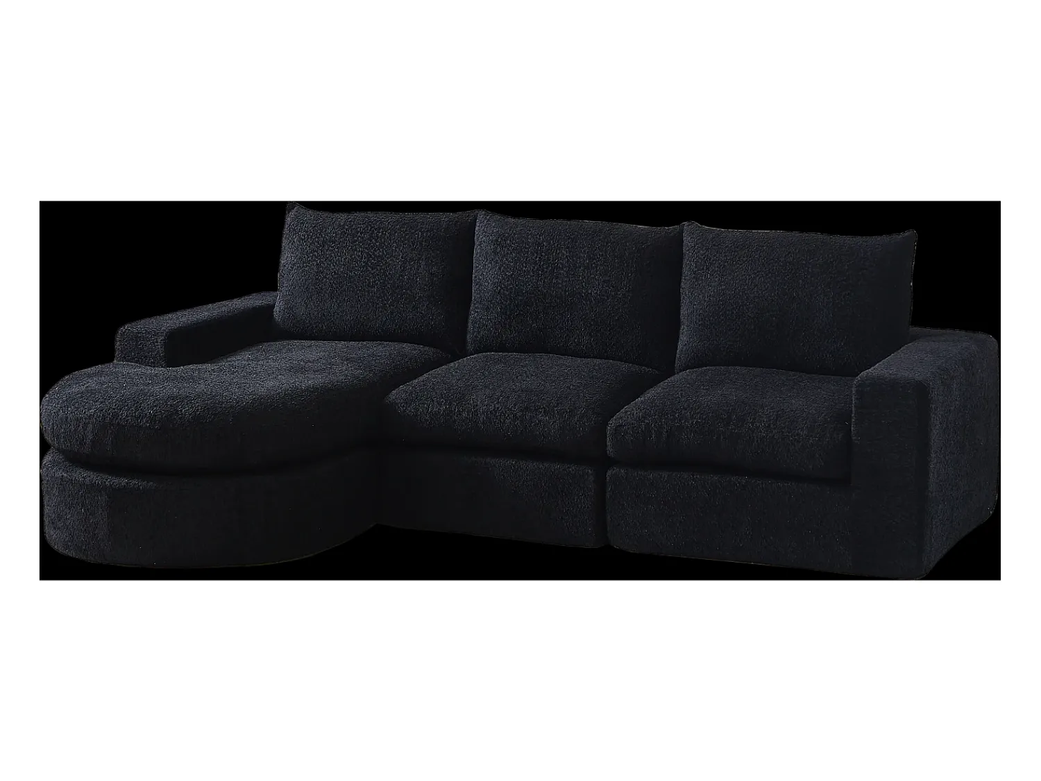 Hauss Spole Sofá de canto de 3 lugares com chaise longue e 3 almofadas - Tecido chenille^ Sofá