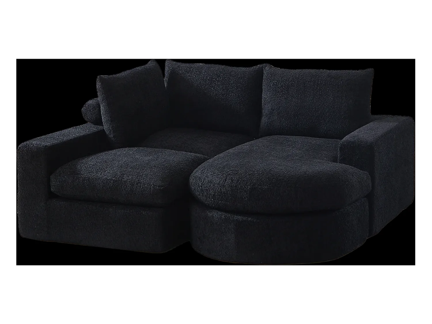 Hauss Spole Sofá de canto de 3 lugares com chaise longue e 3 almofadas - Tecido chenille^ Sofá