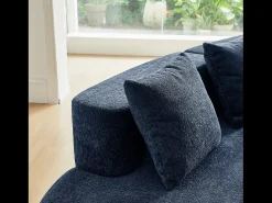 Hauss Spole Sofá de canto de 3 lugares com almofadas - Design curvo - Tecido de veludo^ Sofá