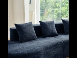 Hauss Spole Sofá de canto de 3 lugares com almofadas - Design curvo - Tecido de veludo^ Sofá