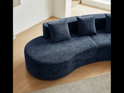 Hauss Spole Sofá de canto de 3 lugares com almofadas - Design curvo - Tecido de veludo^ Sofá
