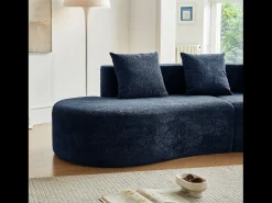 Hauss Spole Sofá de canto de 3 lugares com almofadas - Design curvo - Tecido de veludo^ Sofá