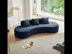 Hauss Spole Sofá de canto de 3 lugares com almofadas - Design curvo - Tecido de veludo^ Sofá