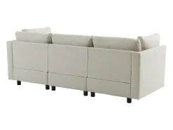 Sofá de canto de 3-4 lugares, mobiliário estofado em forma de L, tecido de linho, 220x83x81cm,^ Sofá