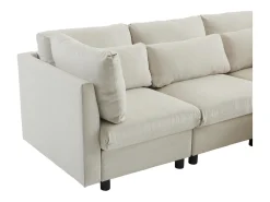 Sofá de canto de 3-4 lugares, mobiliário estofado em forma de L, tecido de linho, 220x83x81cm,^ Sofá