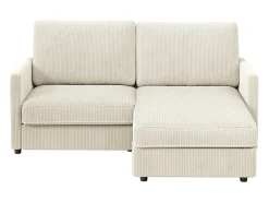 Discount DripeX Sofá de canto de 2 -Sater - ângulo reversível da direita / esquerda - 180x140x86cm - em tecido de veludo com nervuras - Max 300kg Load - Bege