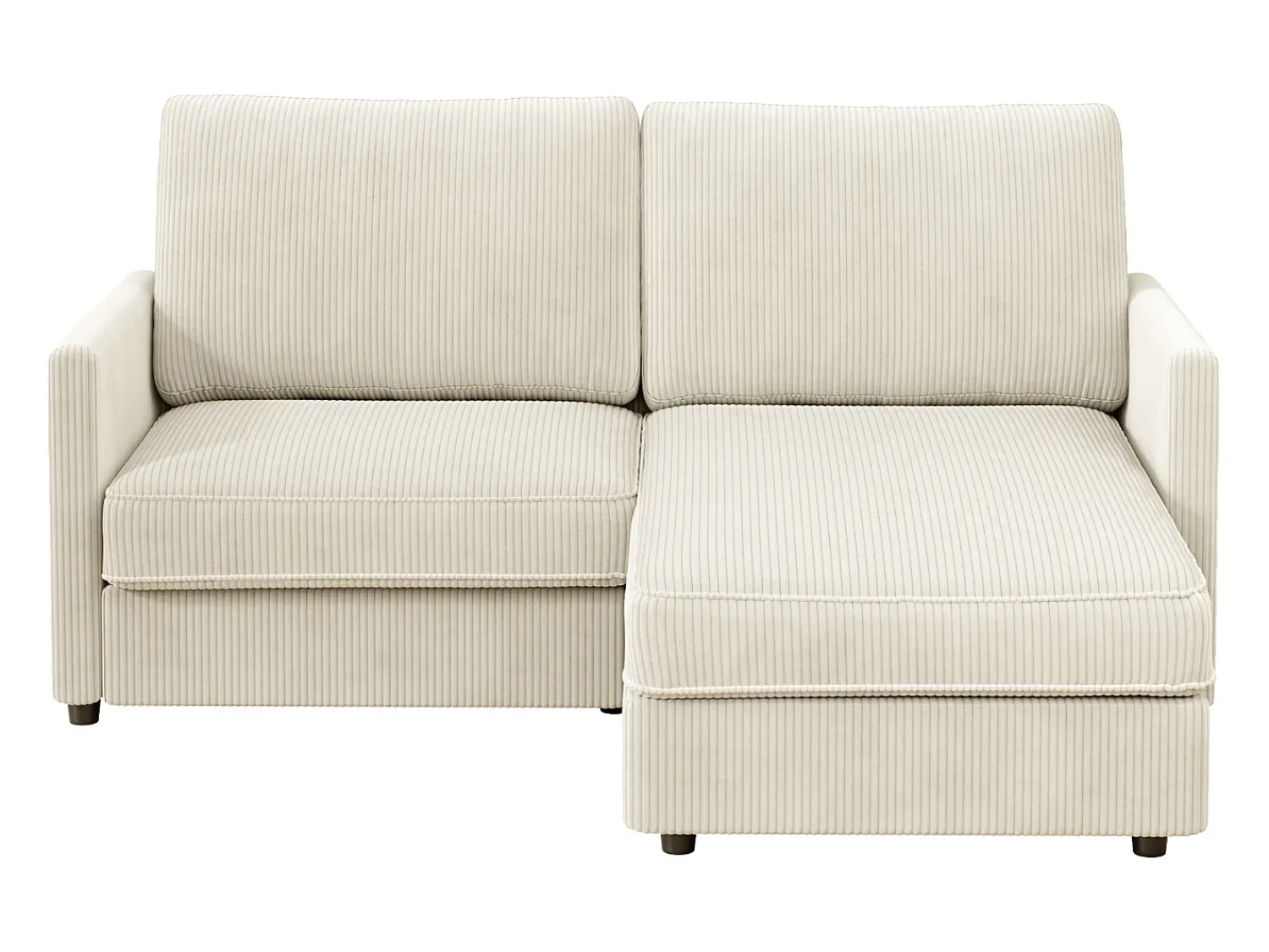 Discount DripeX Sofá de canto de 2 -Sater - ângulo reversível da direita / esquerda - 180x140x86cm - em tecido de veludo com nervuras - Max 300kg Load - Bege