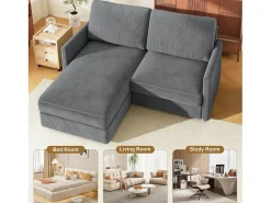 Sofá|DripeX Sofá de canto de 2 -Sater - ângulo reversível da direita / esquerda - 180x140x86cm - em tecido de veludo com nervuras - Max 300kg Load - Antracite cinza Cinza antracite