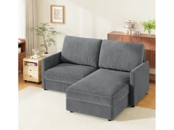 Sofá|DripeX Sofá de canto de 2 -Sater - ângulo reversível da direita / esquerda - 180x140x86cm - em tecido de veludo com nervuras - Max 300kg Load - Antracite cinza Cinza antracite