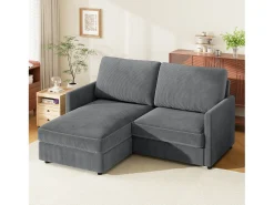 Sofá|DripeX Sofá de canto de 2 -Sater - ângulo reversível da direita / esquerda - 180x140x86cm - em tecido de veludo com nervuras - Max 300kg Load - Antracite cinza Cinza antracite