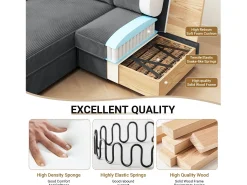 Sofá|DripeX Sofá de canto de 2 -Sater - ângulo reversível da direita / esquerda - 180x140x86cm - em tecido de veludo com nervuras - Max 300kg Load - Antracite cinza Cinza antracite