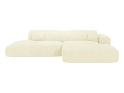 Maison Céphy Sofá de canto direito aberto veludo canelado branco-sujo POGNI de^ Sofá