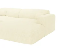 Maison Céphy Sofá de canto direito aberto veludo canelado branco-sujo POGNI de^ Sofá