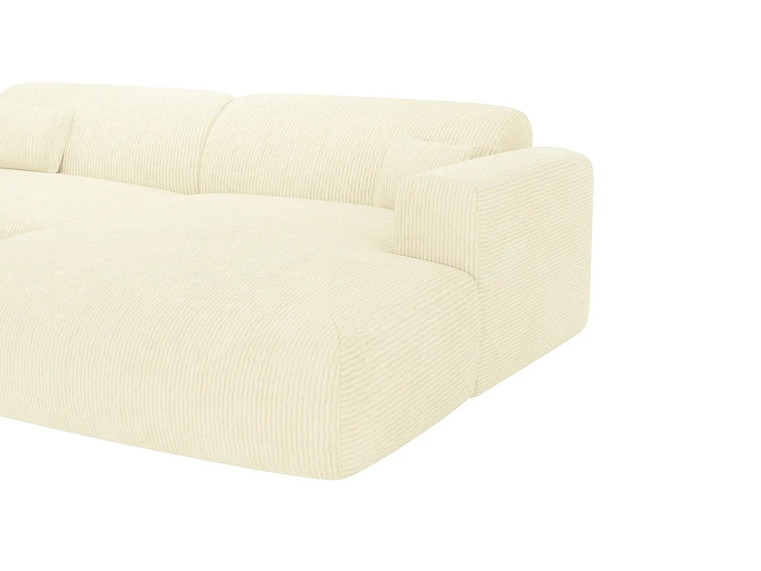 Maison Céphy Sofá de canto direito aberto veludo canelado branco-sujo POGNI de^ Sofá