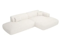 Sofá*Maison Céphy Sofá de canto direito aberto em tecido bouclé POGNI de Branco