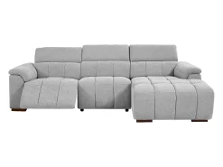 Outlet Vente-unique Sofá de canto direito articulado elétrico tecido cinza-claro efeito acolchoado MOLPICA Cinzento claro