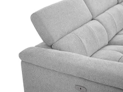 Outlet Vente-unique Sofá de canto direito articulado elétrico tecido cinza-claro efeito acolchoado MOLPICA Cinzento claro