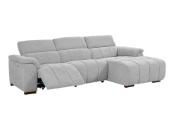 Outlet Vente-unique Sofá de canto direito articulado elétrico tecido cinza-claro efeito acolchoado MOLPICA Cinzento claro