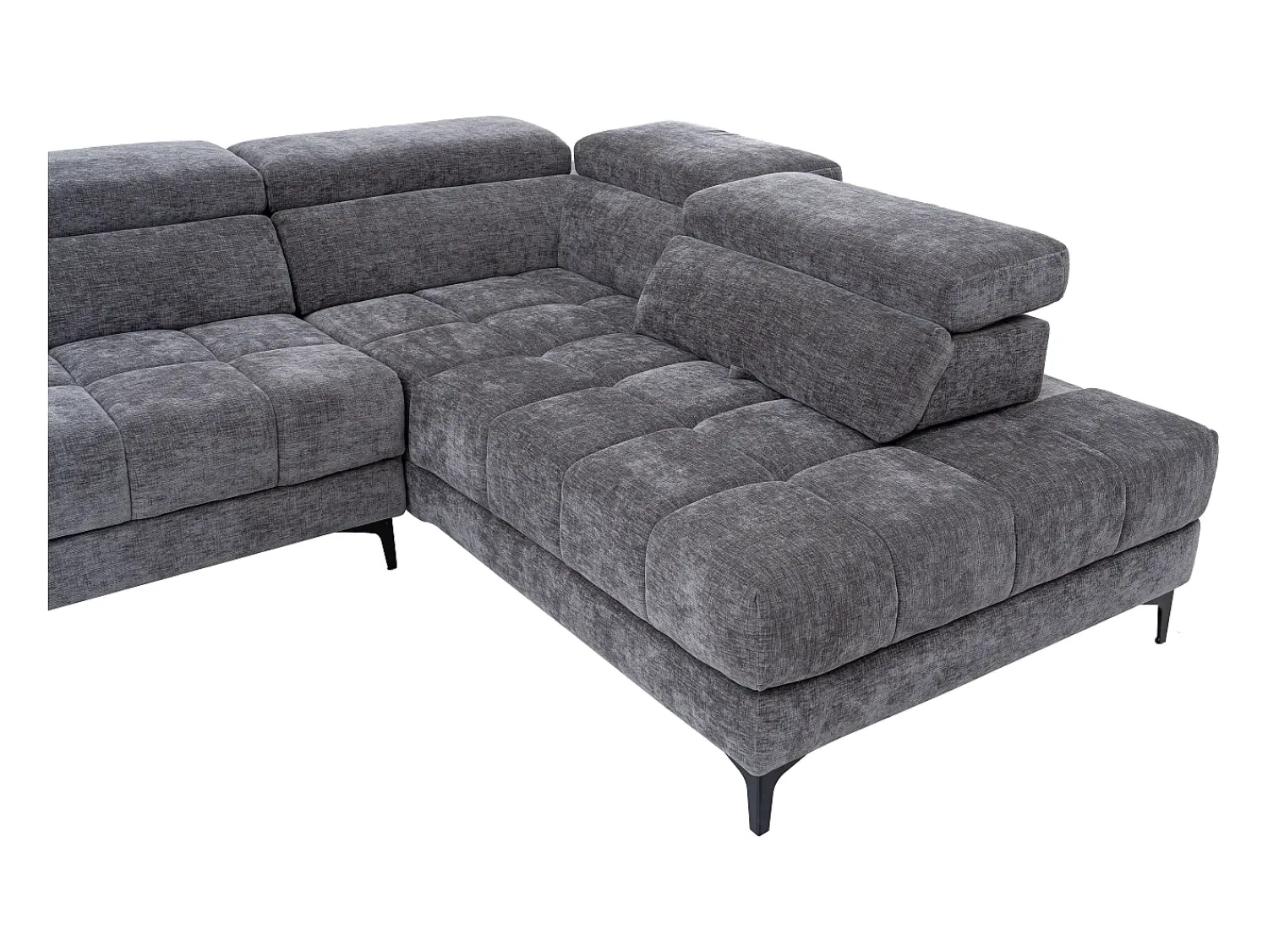 Sofá|Vente-unique Sofá de canto direito articulado elétrico assento deslizante tecido antracite MONISO Cinza antracite