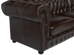 Sofá|LINEA SOFA Sofá de canto direito chesterfield 100% pele BRENTON Castanho chocolate