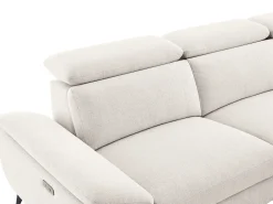 Sale Vente-unique Sofá de canto direito com relaxamento elétrico em tecido mesclado CADILO Bege