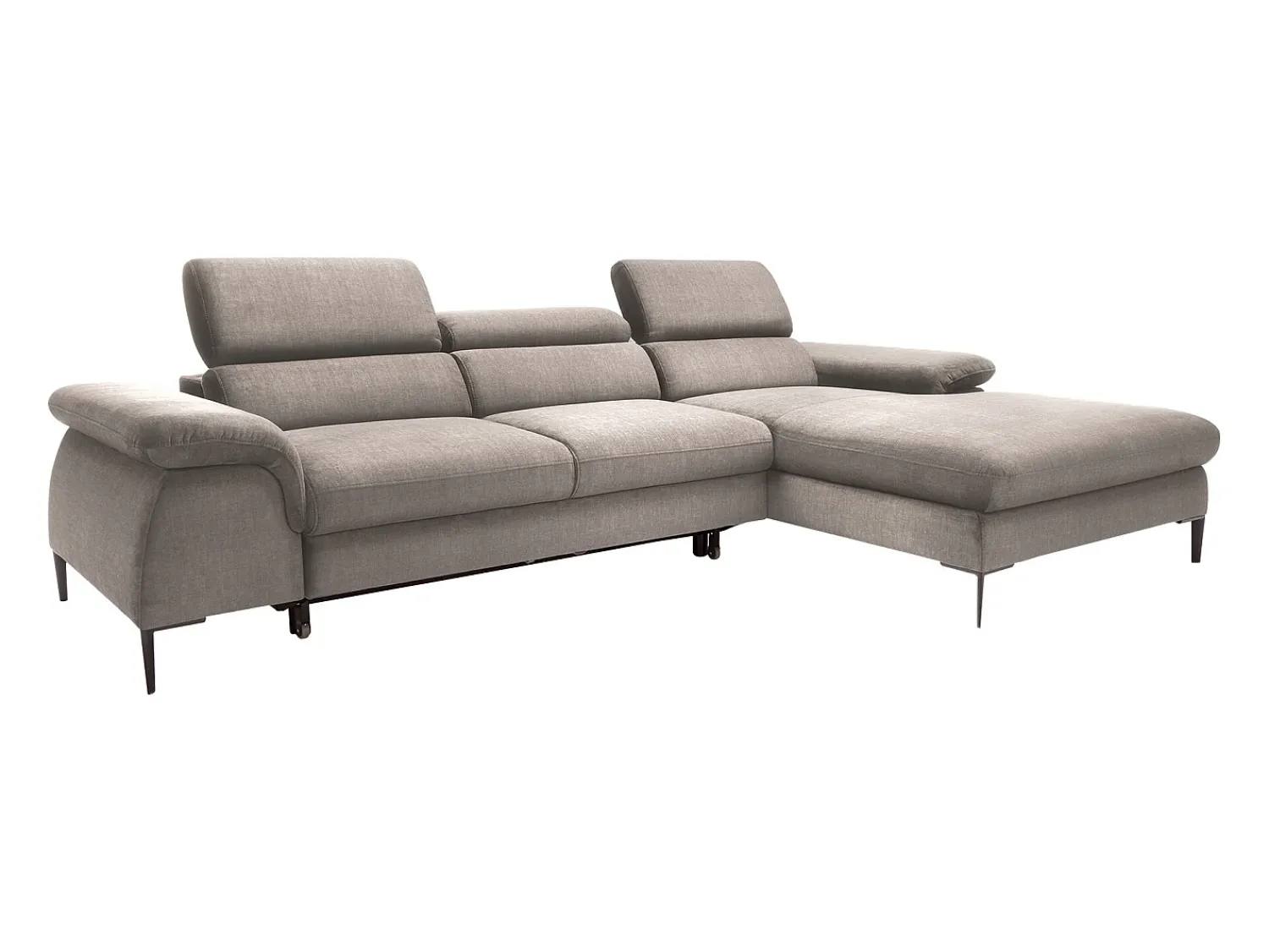 Sale Vente-unique Sofá de canto direito convertível veludo design SEPINA de Pascal Morabito Taupe