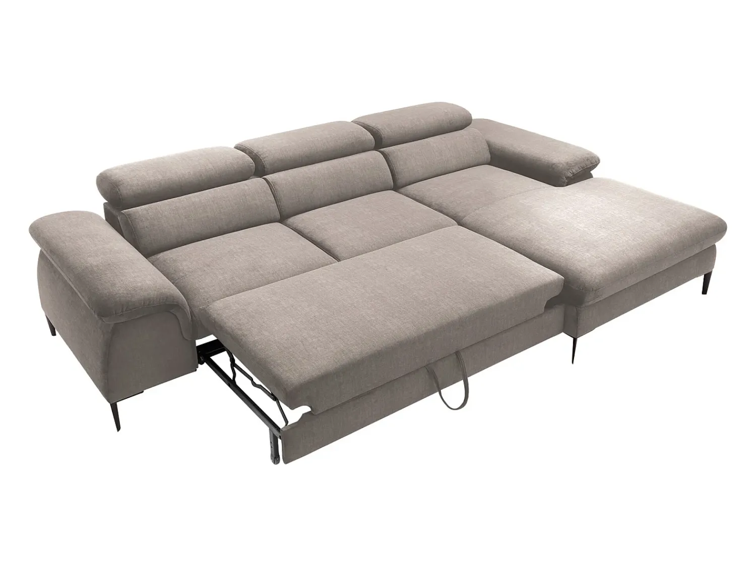 Sale Vente-unique Sofá de canto direito convertível veludo design SEPINA de Pascal Morabito Taupe