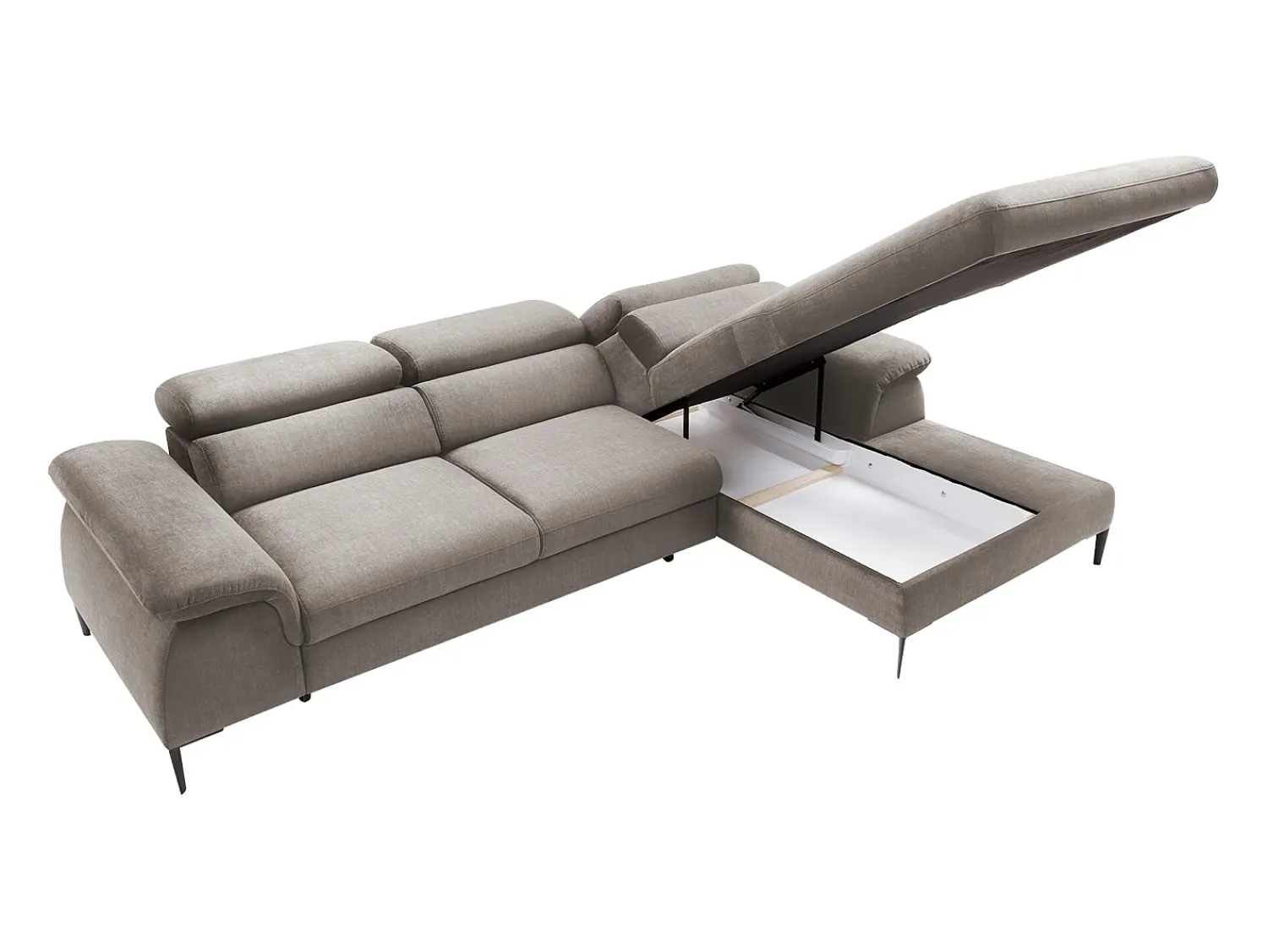 Sale Vente-unique Sofá de canto direito convertível veludo design SEPINA de Pascal Morabito Taupe