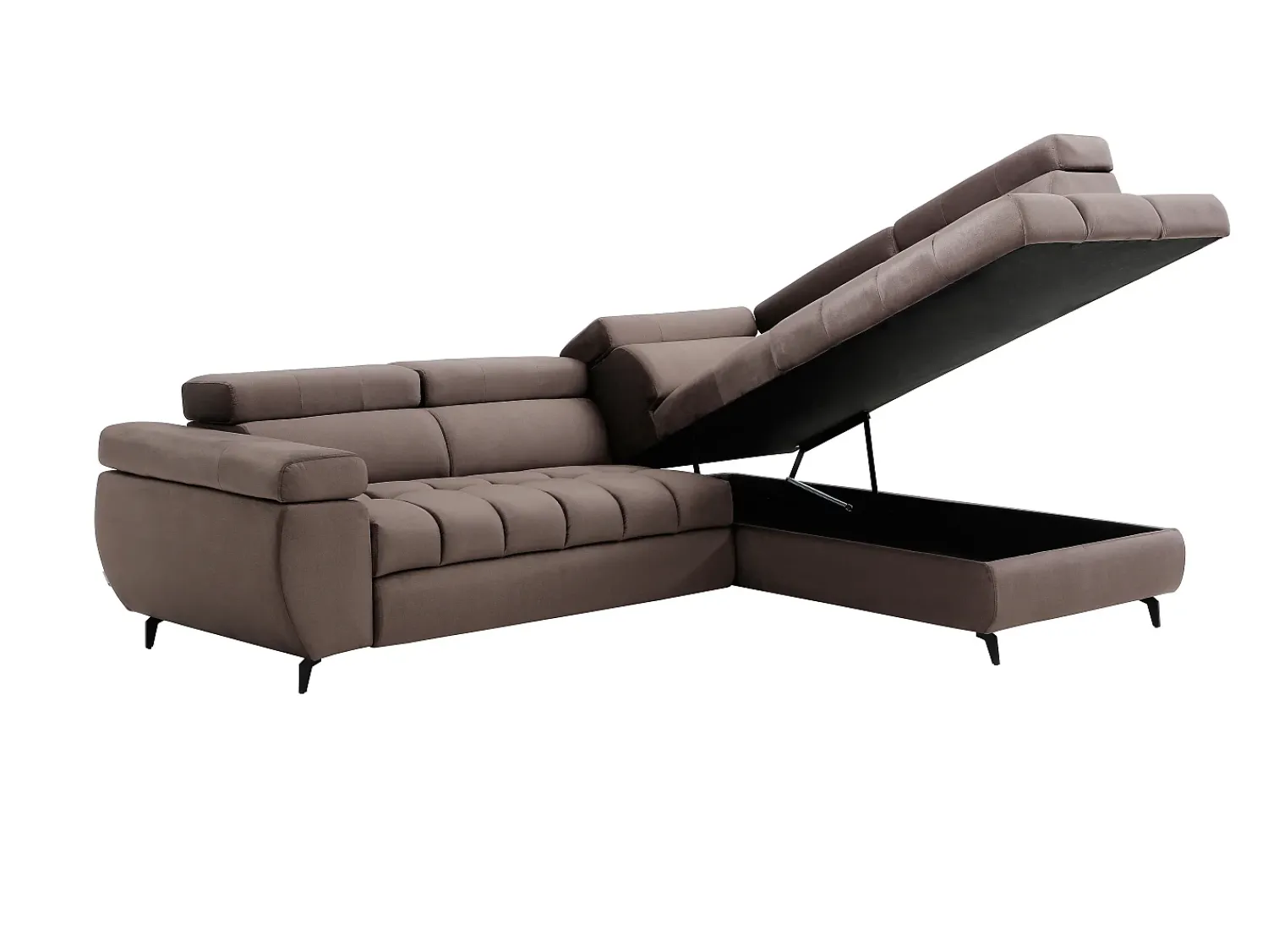 Sofá|Vente-unique Sofá de canto direito convertível em veludo NIACATO Taupe