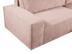 Sofá|Vente-unique Sofá de canto direito convertível em veludo canelado cor-de-rosa pó AMELIA Rosa claro