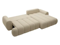 Discount Vente-unique Sofá de canto direito convertível tecido 4 lugares FRIDORA Bege