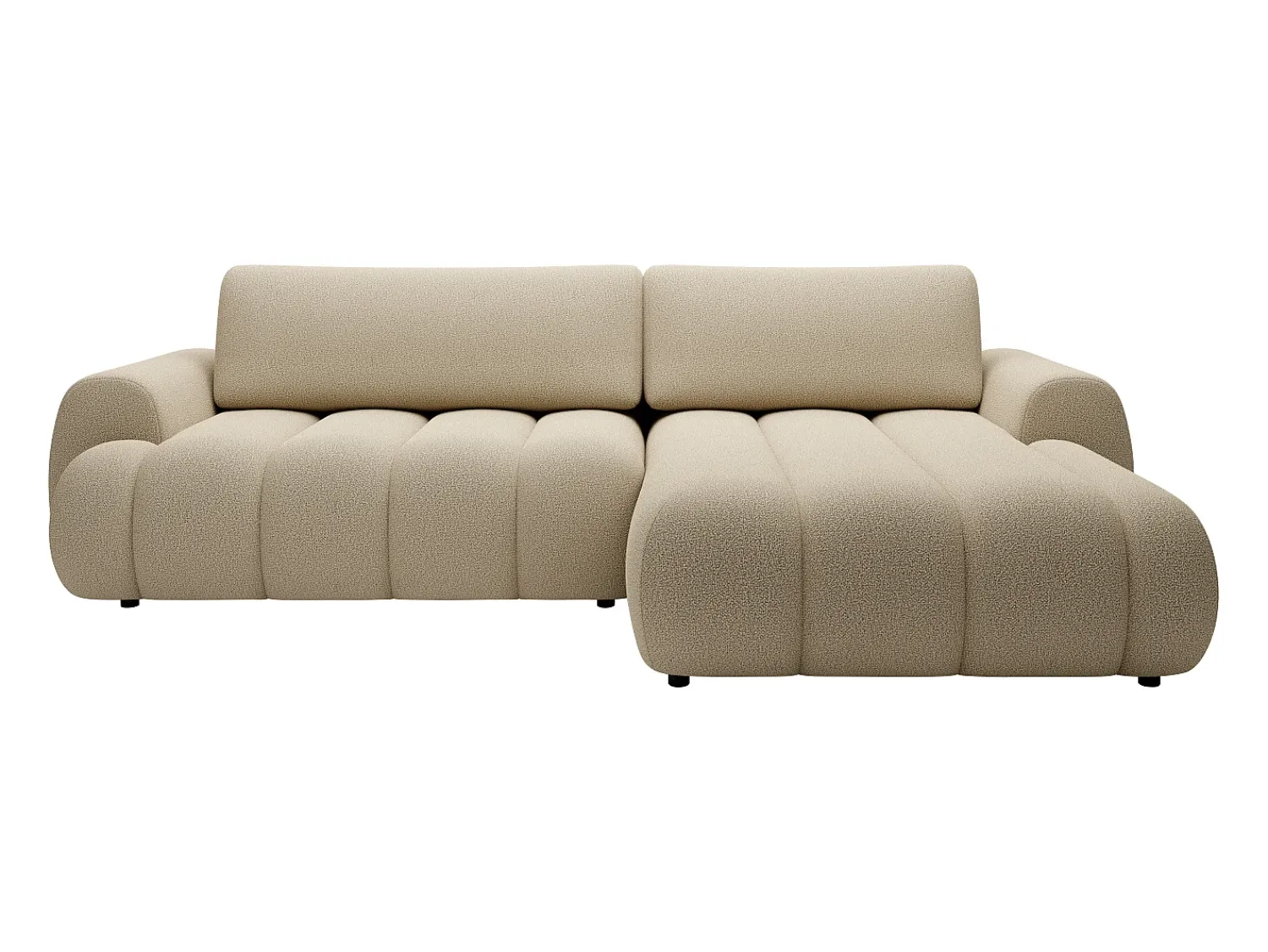 Discount Vente-unique Sofá de canto direito convertível tecido 4 lugares FRIDORA Bege