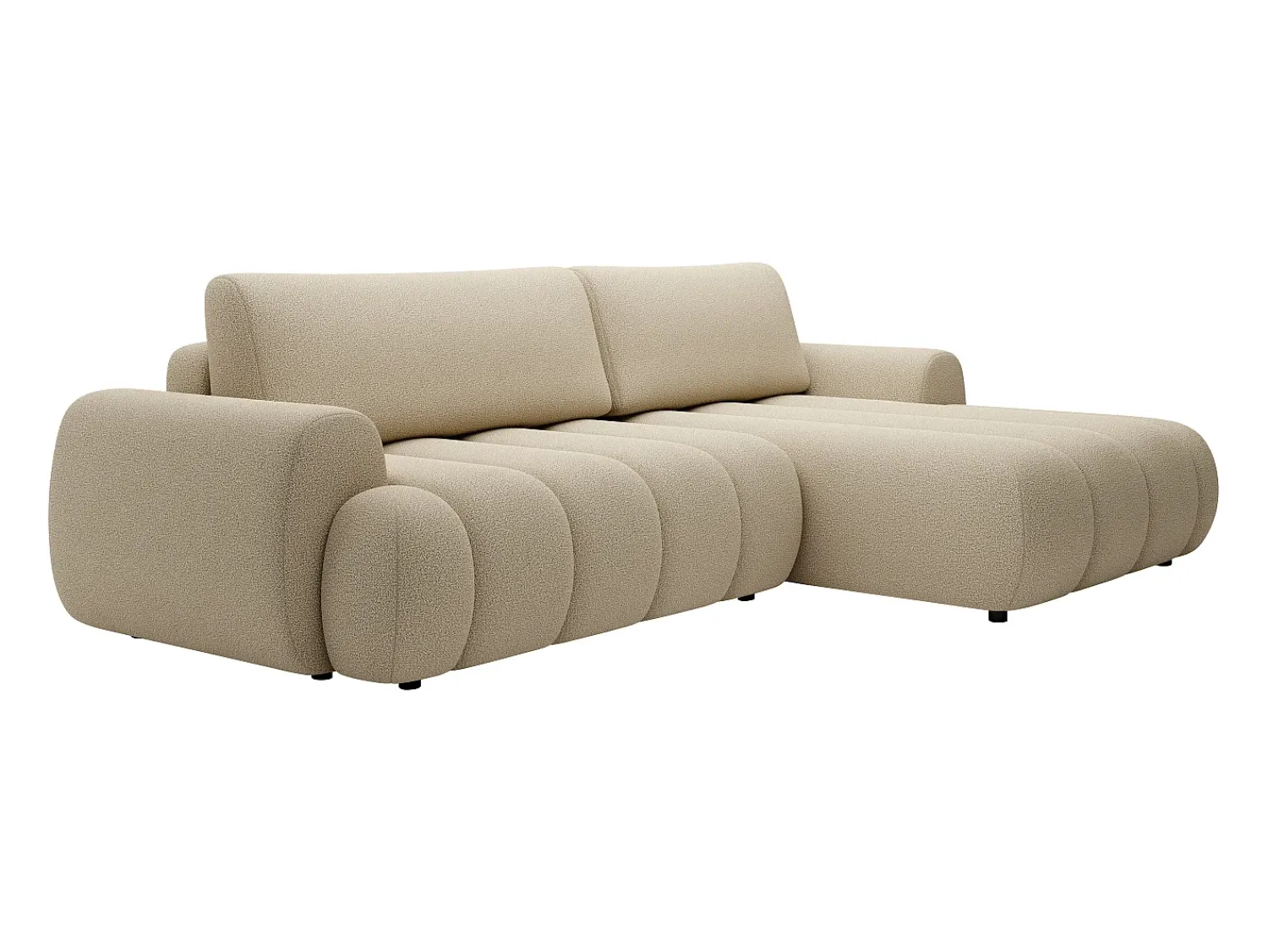 Discount Vente-unique Sofá de canto direito convertível tecido 4 lugares FRIDORA Bege