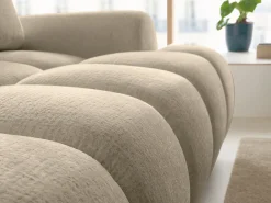 Sofá|Vente-unique Sofá de canto direito conversível deslizante em tecido chenille FARNETA Taupe