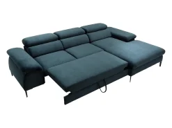 Clearance Vente-unique Sofá de canto direito convertível em veludo azul-escuro design SEPINA de Pascal Morabito Azul escuro