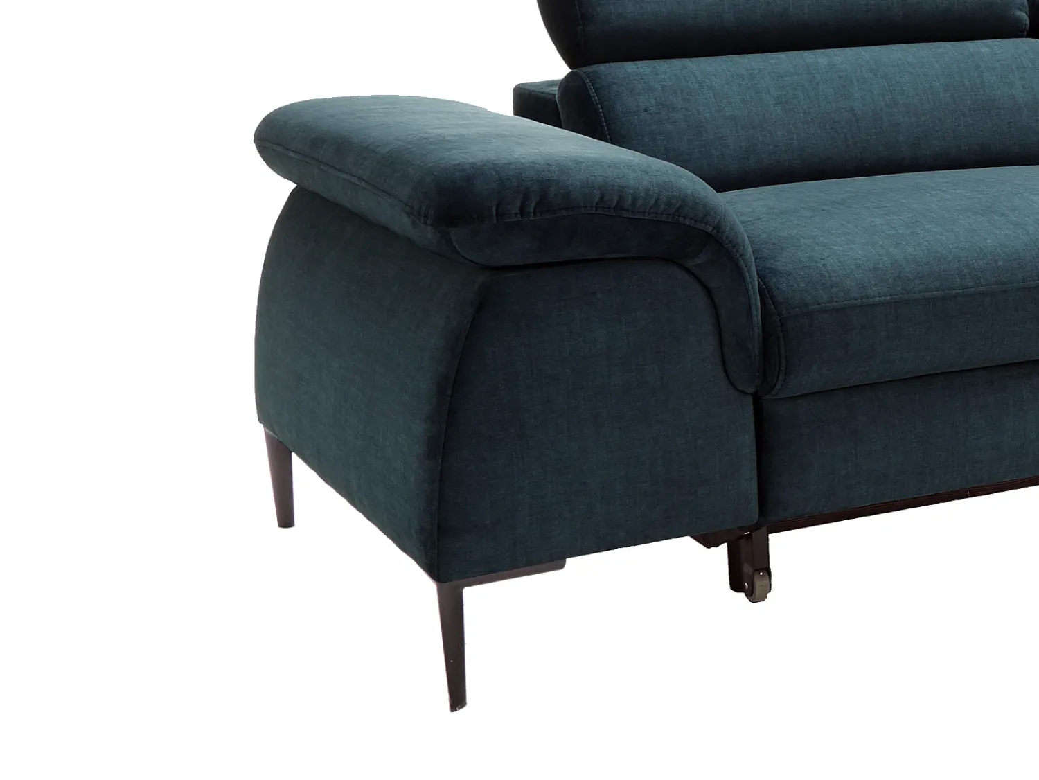 Clearance Vente-unique Sofá de canto direito convertível em veludo azul-escuro design SEPINA de Pascal Morabito Azul escuro