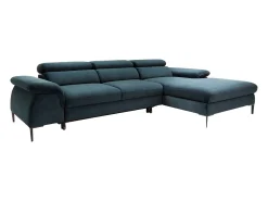 Clearance Vente-unique Sofá de canto direito convertível em veludo azul-escuro design SEPINA de Pascal Morabito Azul escuro
