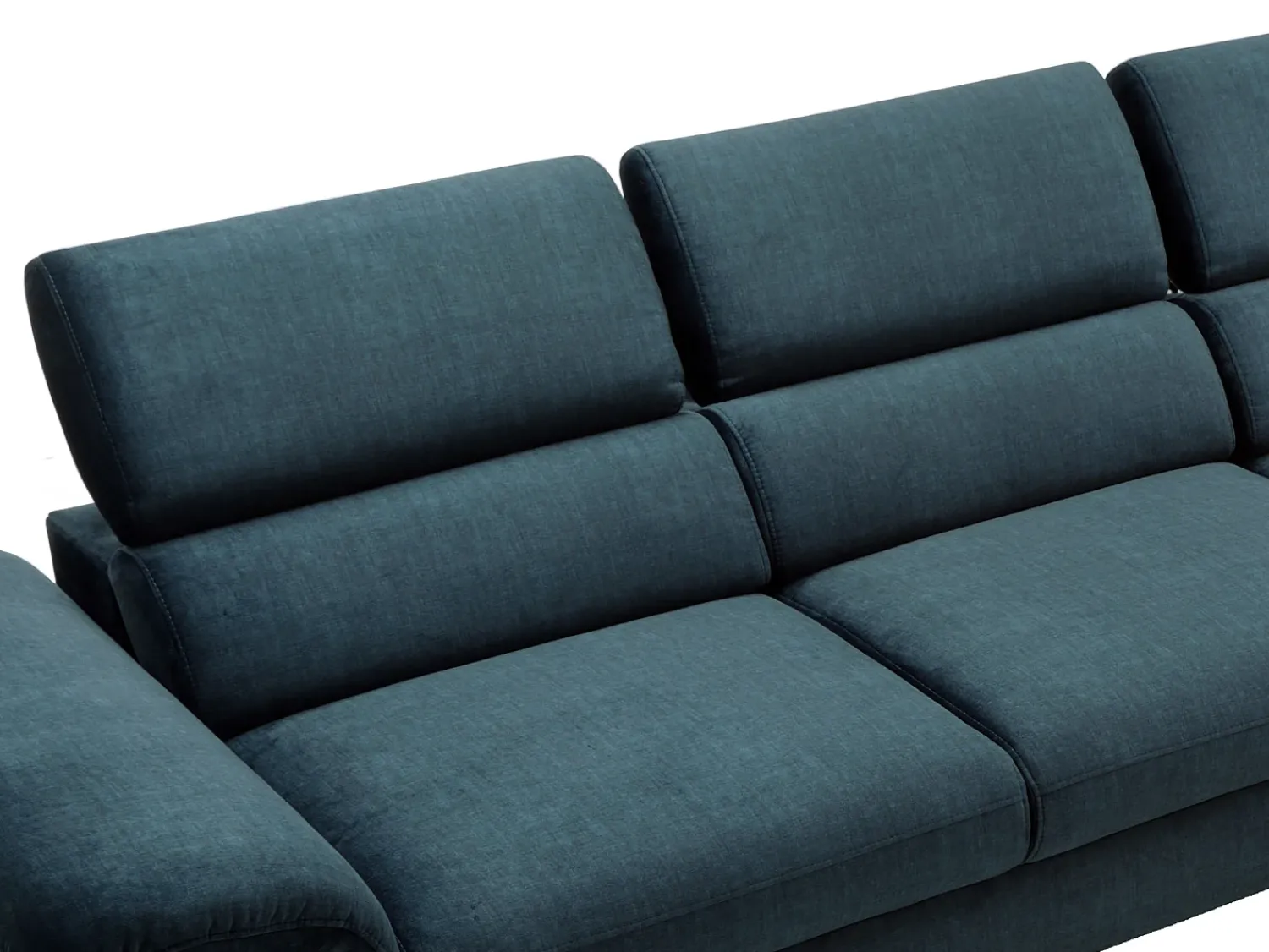 Clearance Vente-unique Sofá de canto direito convertível em veludo azul-escuro design SEPINA de Pascal Morabito Azul escuro