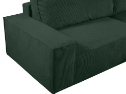 Sofá|Vente-unique Sofá de canto direito convertível em veludo canelado verde abeto AMELIA de PASCAL MORABITO Verde pinho
