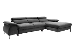 Hot Vente-unique Sofá de canto direito convertível em veludo antracite design SEPINA de Pascal Morabito Cinza antracite