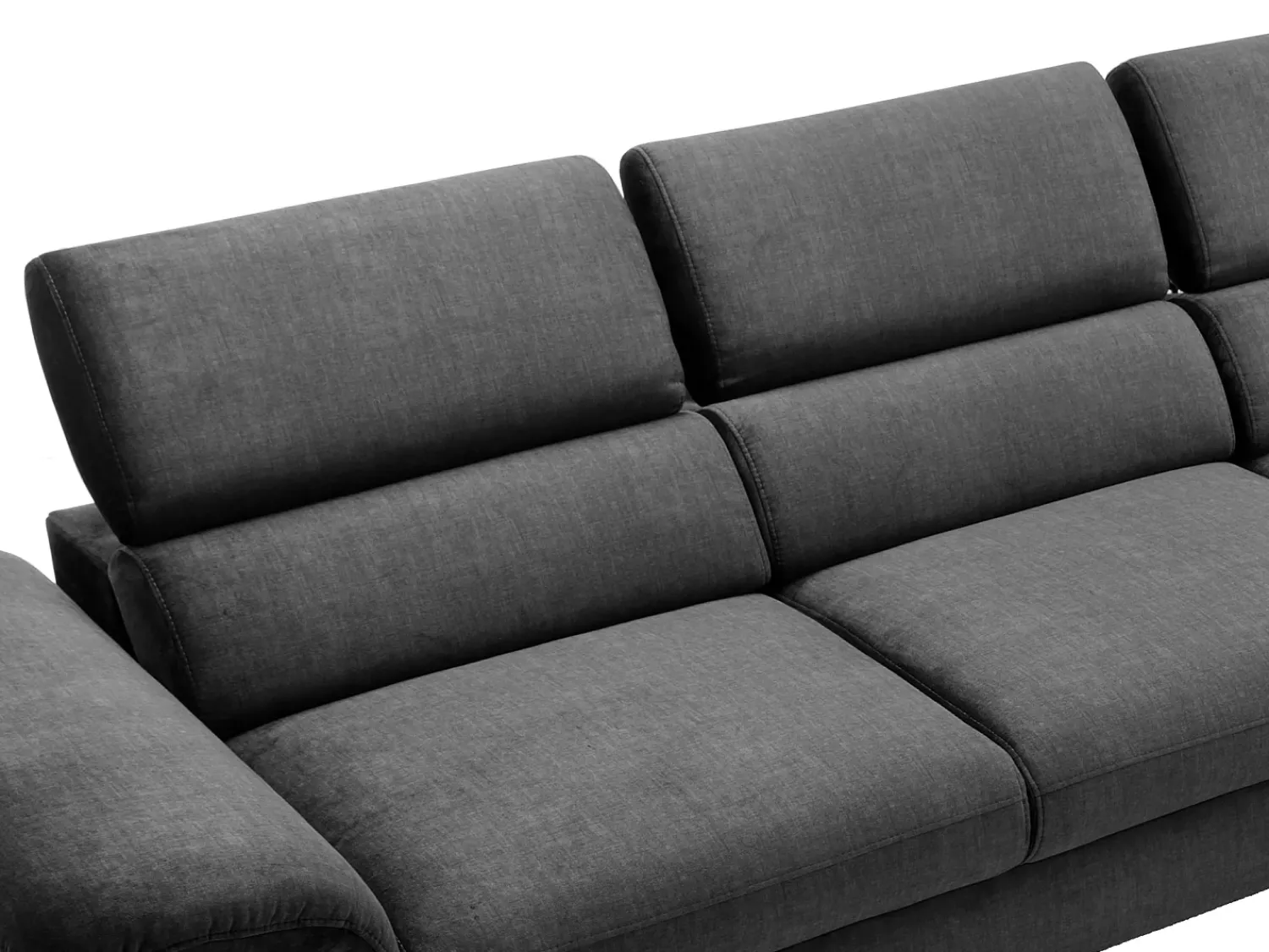 Hot Vente-unique Sofá de canto direito convertível em veludo antracite design SEPINA de Pascal Morabito Cinza antracite