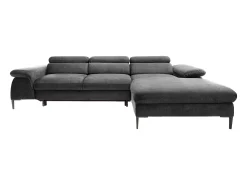 Hot Vente-unique Sofá de canto direito convertível em veludo antracite design SEPINA de Pascal Morabito Cinza antracite